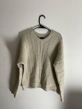 Splendid Cream Cable Knit Crewneck Sweater